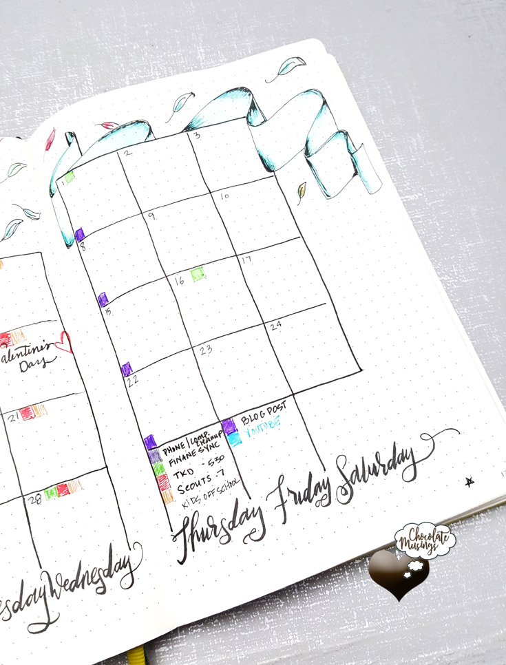 Plan With Me February Monthly Calendar Doodles (+Video) Chocolate