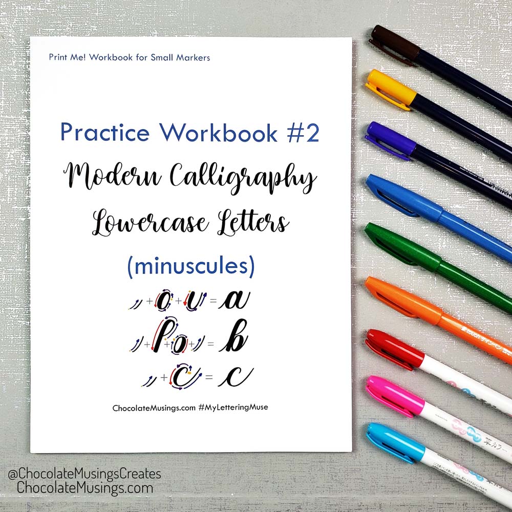 Workbook #2 Lowercase Alphabet (Miniscule) Modern Calligraphy Workbook for  Small Markers